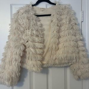 Cream Colored Faux Fur Jacket